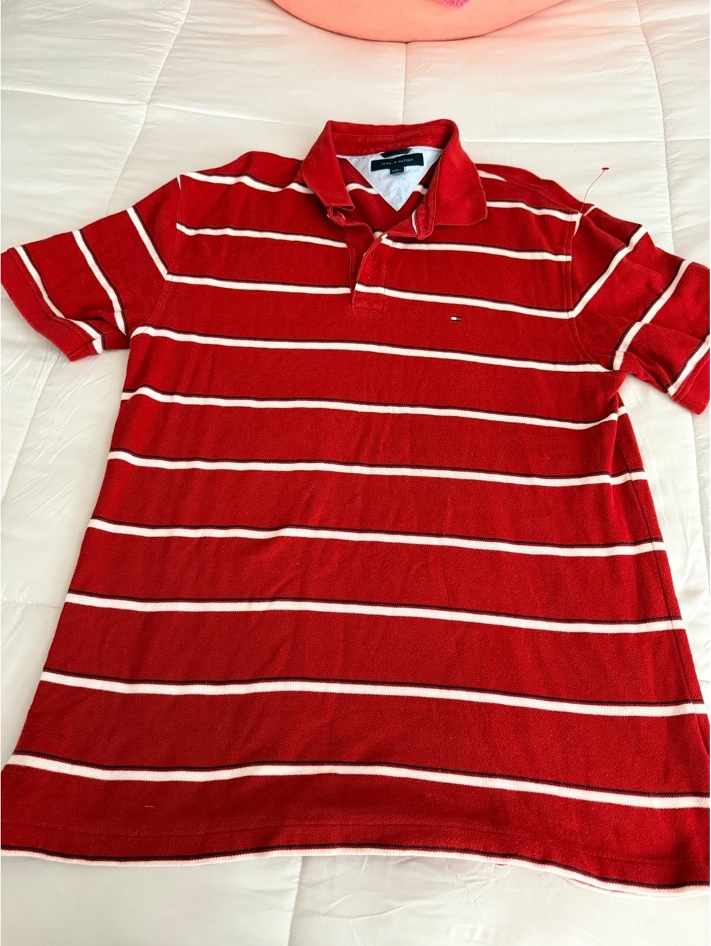 Tommy Hilfiger Men's Red Striped Polo Shirt XL